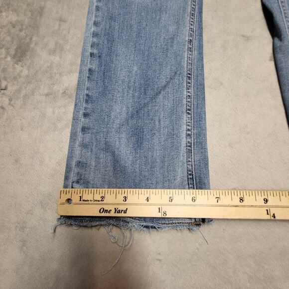 J. Jill Denim Jeans Womens 8P Blue Demi Boot Cut Stretch Raw Frayed Hem Petite - Picture 6 of 11